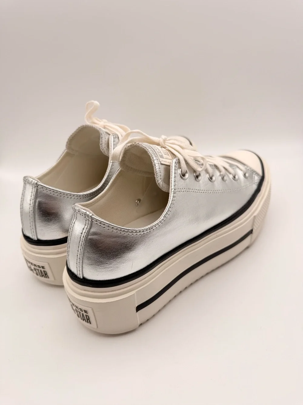 CONVERSE Chuck Taylor All Star Lift Platform Metallic Silver Sneakers Size 11 - Picture 2 of 11